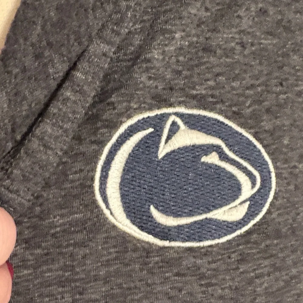 Colosseum Penn State Charcoal Hooded Open Cardigan with Navy Trim - Picture 3 of 5